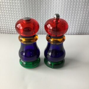 VTG Olde Thompson Sunset Fiesta Pepper Mill Salt Shaker Primary Color Lucite